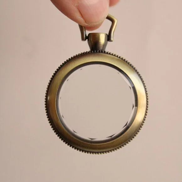 Pocket Watch Case 1.5" Steampunk Retro, Gold Tone or Brass Beveled Glass Front - Picture 7 of 10